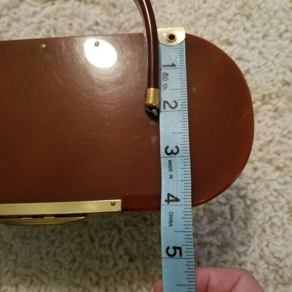 Vintage Lucite Bag Clear, Tortise & Gold Tinsel - Picture 9 of 10